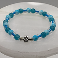 15.5 cm (6.1") Triple Blue Silver Charm Glass Bracelet
