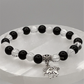 Clear Quartz Onyx Horse Charm Bracelet