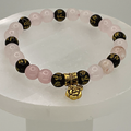 Rose Quartz Black Pixiu Blossom Charm Bracelet