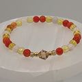 Carnelian Agate Citrine and Milky Quartz Bracelet with Gold Spacers