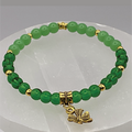 Green Chalcedony Green Sea Glass Clover Charm Bracelet with Gold Tone Spacers