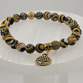 Pulsera de cuentas de jaspe abejorro con espaciadores dorados y negros