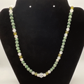 22" Tree Agate Milky Quartz Citrine Necklace with Silver Tone Spacers