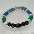 Green Sky Blue Howlite Black Agate Apache Tears Obsidian Stone Bracelet