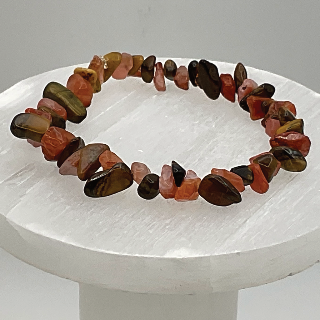 Chipped Tiger's Eye Carnelian Agate Bracelet