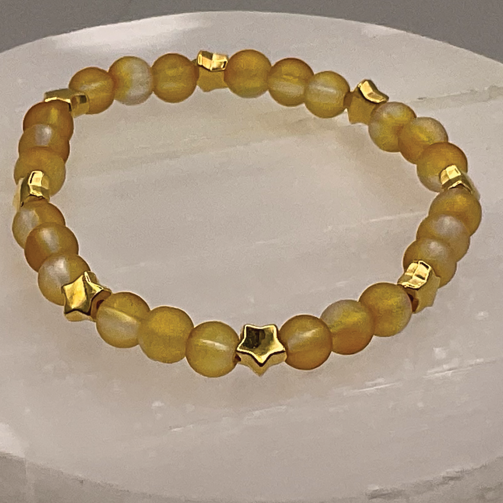 15 cm (5.9") Yellow Bracelet with Gold Star Spacers