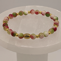 Watermelon Agate Bracelet with Gold Spacers