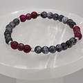 Charoite Ruby Dragon Vein Agate Bracelet with Silver Spacers