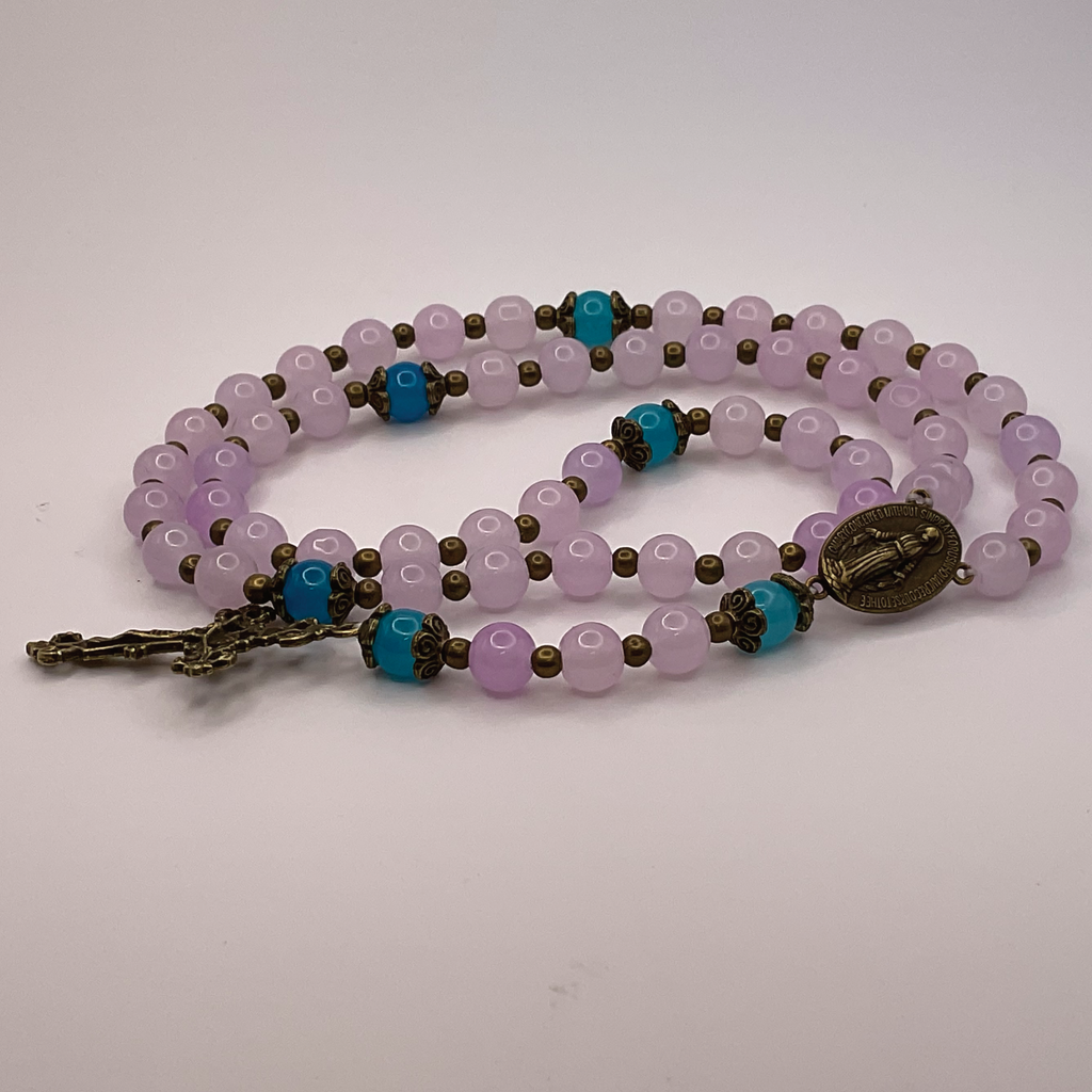 Lilac Aqua Full 5 Decade Bronze Rosary