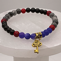 Sodalite Black Agate Amethyst Carnelian Key Charm Bracelet