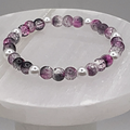 14.5 cm (5.7") Purple Gray Crackle Bracelet with Pearl Spacers