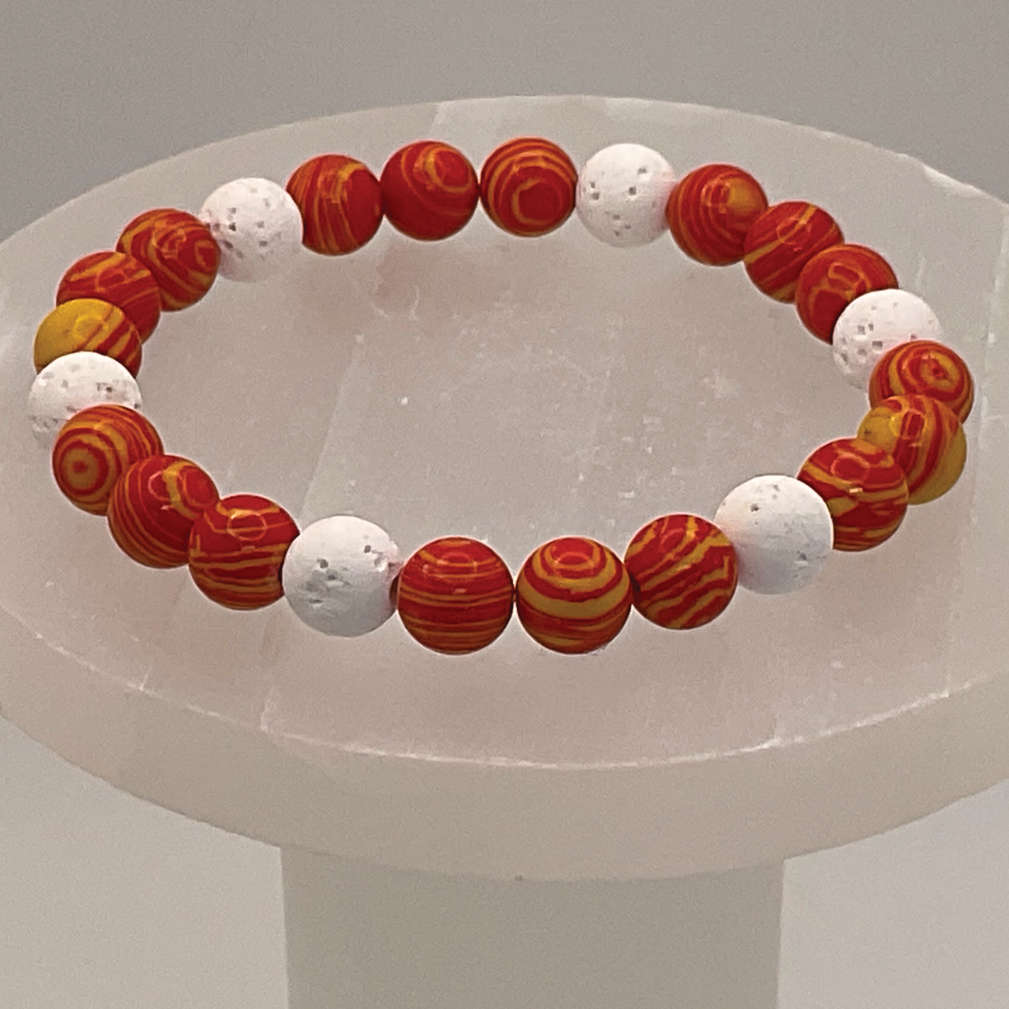 Orange Sea Glass Okenite Bracelet