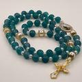 Teal Pearl Full 5 Decade Gold Rosary