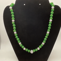 18" Nephrite Jade Necklace with Silver Spacers