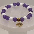 Milky Quartz Amethyst Heart Charm Bracelet