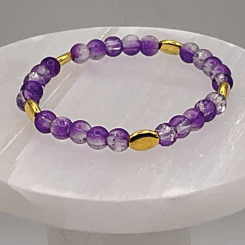15.5 cm (6.1") Purple Bracelet with Gold Oval Spacers