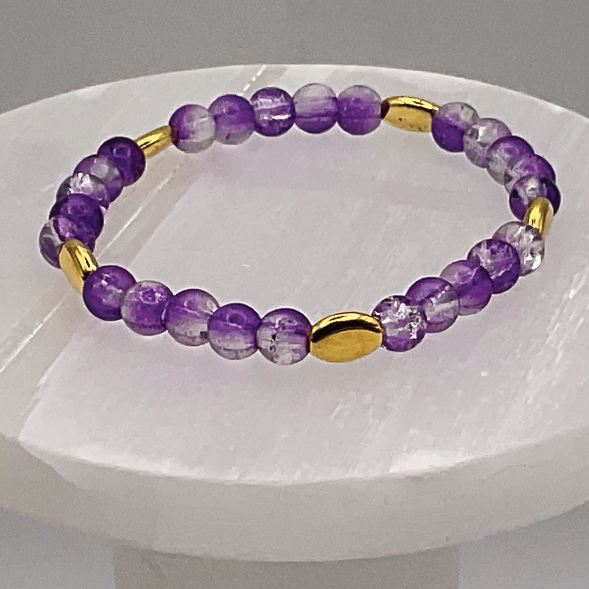 15.5 cm (6.1") Purple Bracelet with Gold Oval Spacers