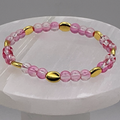 Pink Clear Glass Bracelet with Gold Disc Spacers