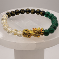 Malachite Black and Clear Pixiu Dragon Charm Bracelet