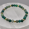 Dragon Vein Agate Bracelet with Gold Tone Spacers