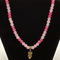 20" Multi-Pink Owl Charm Glass Necklace
