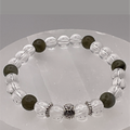 Clear Quartz Green Jasper Bracelet with Silver Tone Spacers