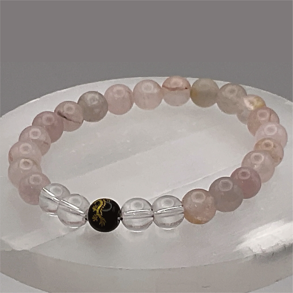 Rose Quartz Clear Quartz Pixiu Bracelet