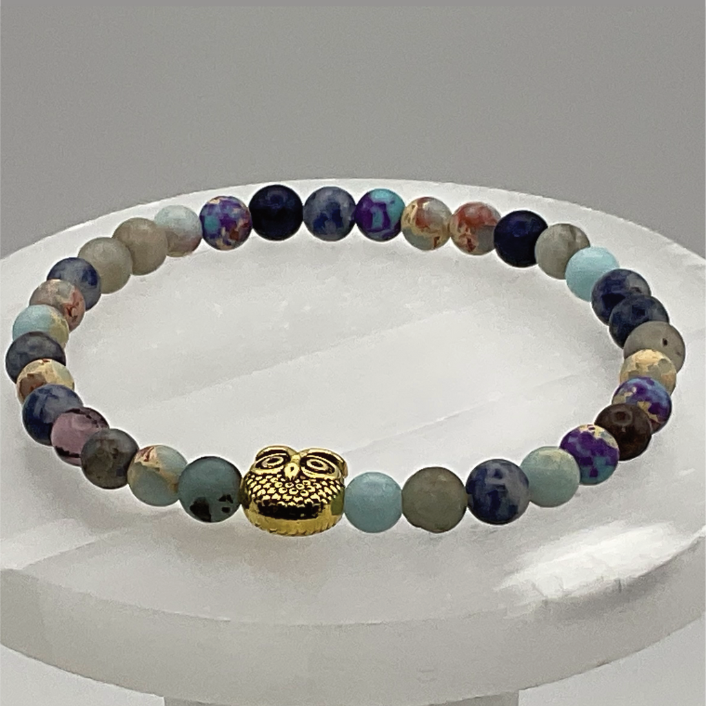 Sodalite Owl Charm Bracelet