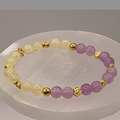 Rose Quartz Citrine Hearts Bracelet with Gold Tone Star Spacers