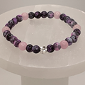 Amethyst Pink Quartz Bracelet with a Silver Spacer