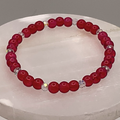 Red Glass Bracelet with Crystal Spacers