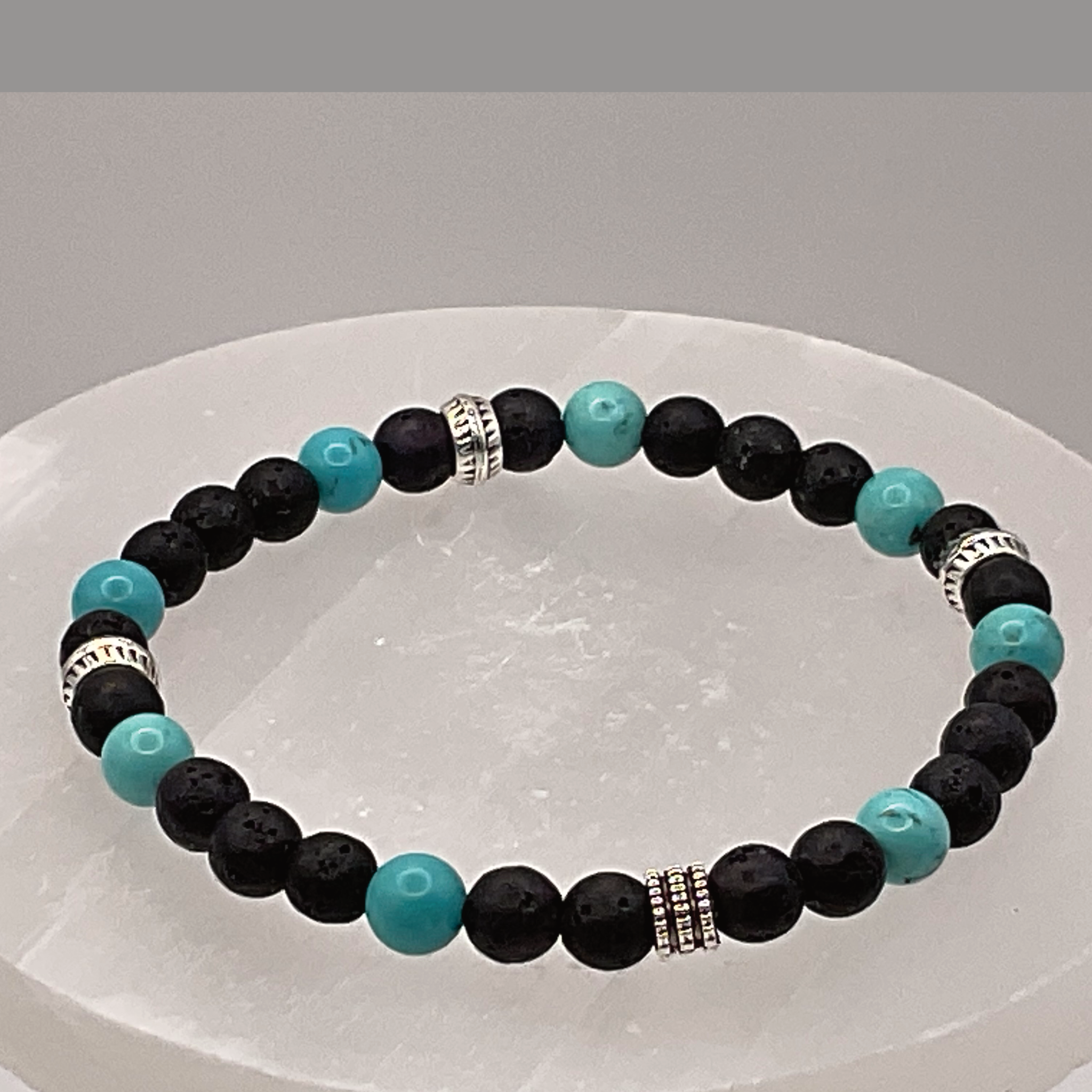 Tektite Blue Howlite Bracelet with Silver Spacers