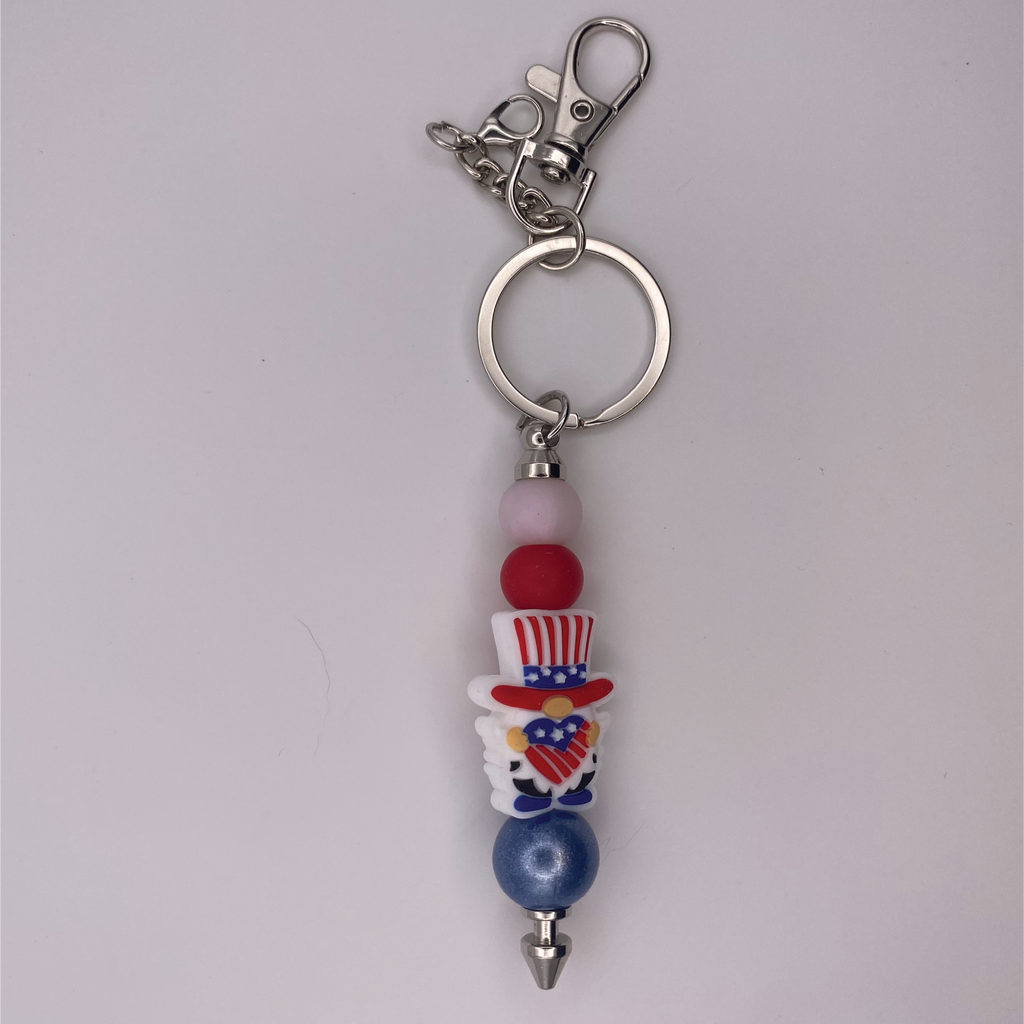 Uncle Sam Patriotic Heart Keychain