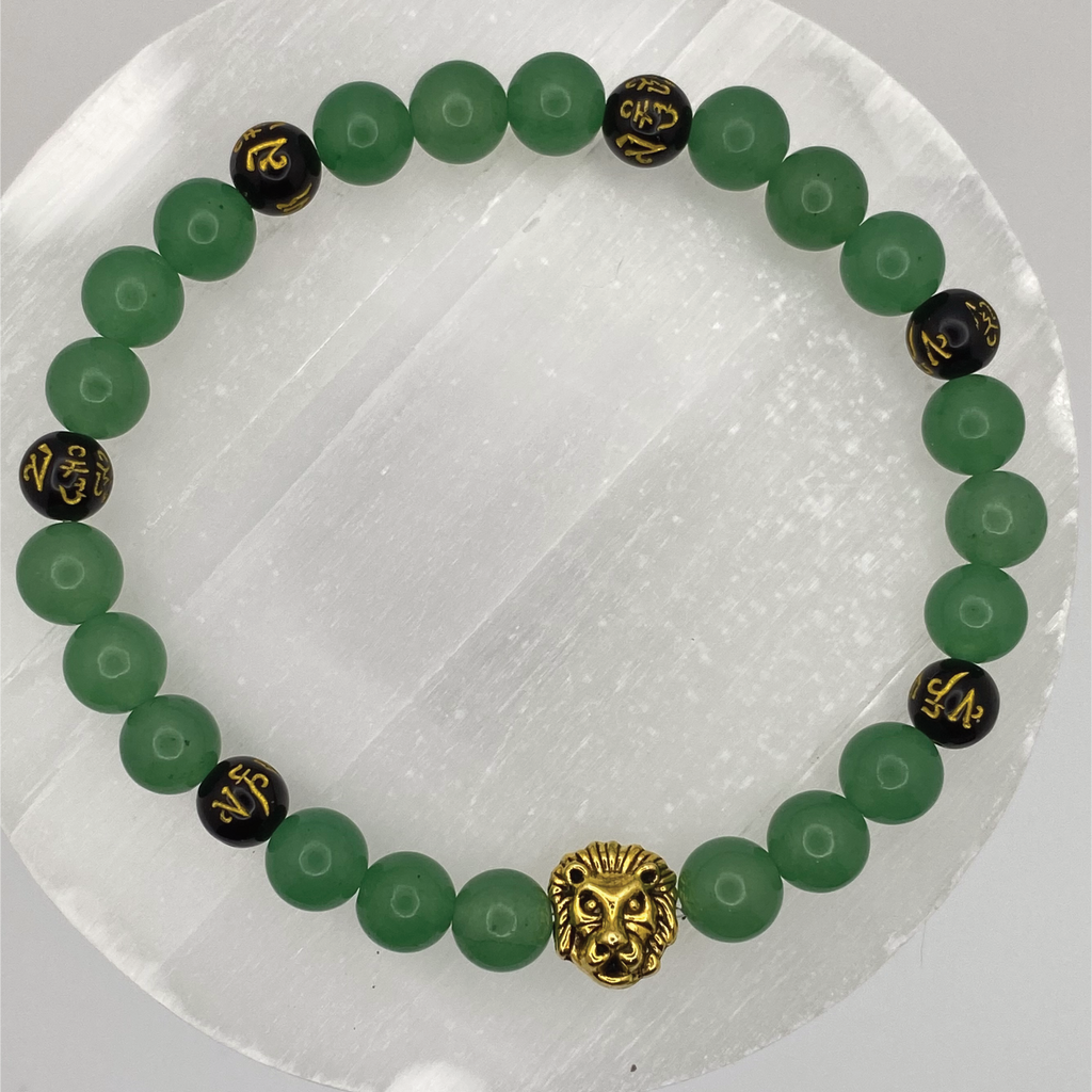 Green Chalcedony Black Agate Pixiu Lion Bracelet