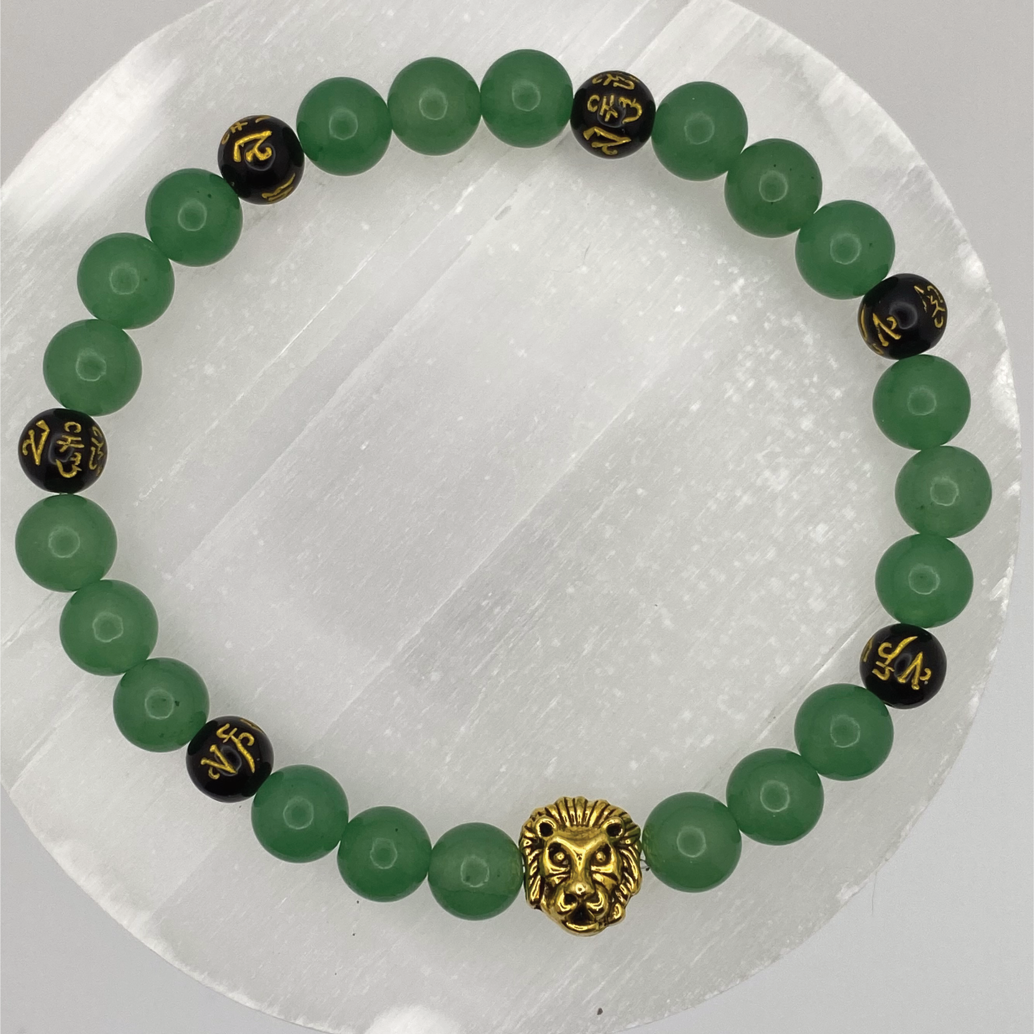 Green Chalcedony Black Agate Pixiu Lion Bracelet