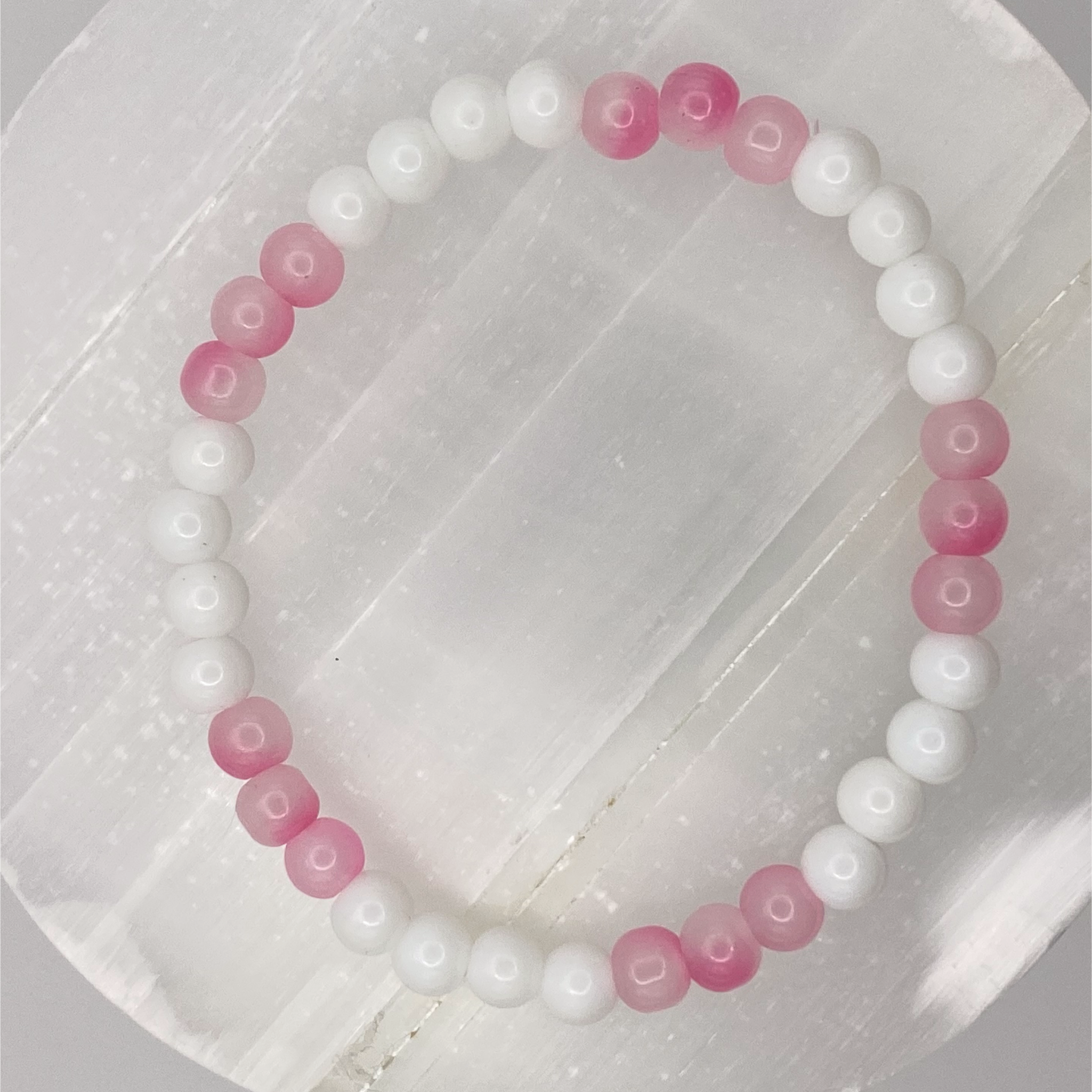 Pink White Glass Bracelet