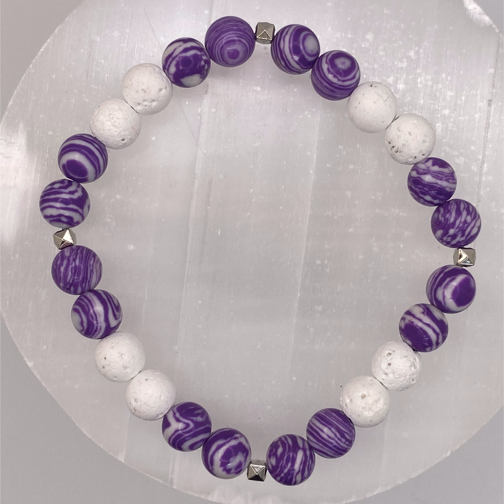 Purple Dragon Vein Magnesite Bracelet with Silver Spacers