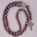 Grey Faceted Red Spacers Full 5 Decade Silver Rosary