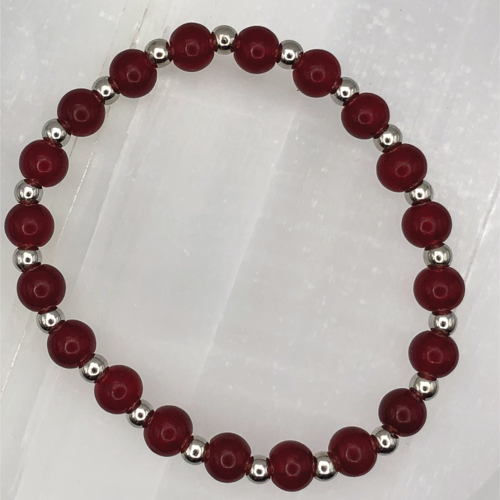 14.5 cm (5.7") Claret Bracelet with Silver Spacers
