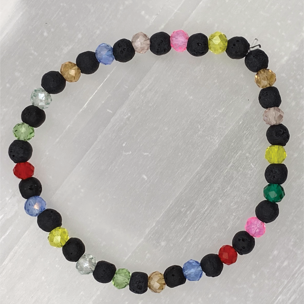 14.5 cm (5.7") Tektite Multi Colored Crystal Bracelet