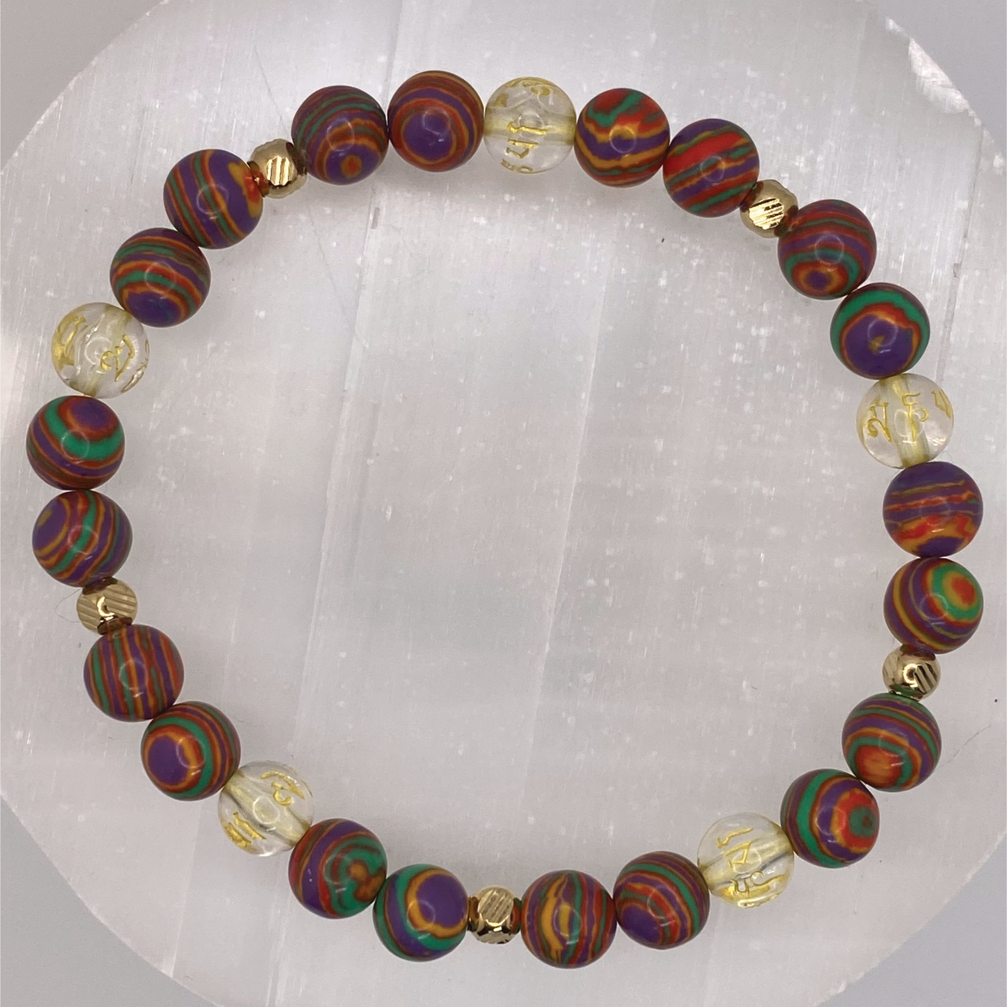 Calisilica Rainbow Clear Pixiu Bracelet with Gold Spacers