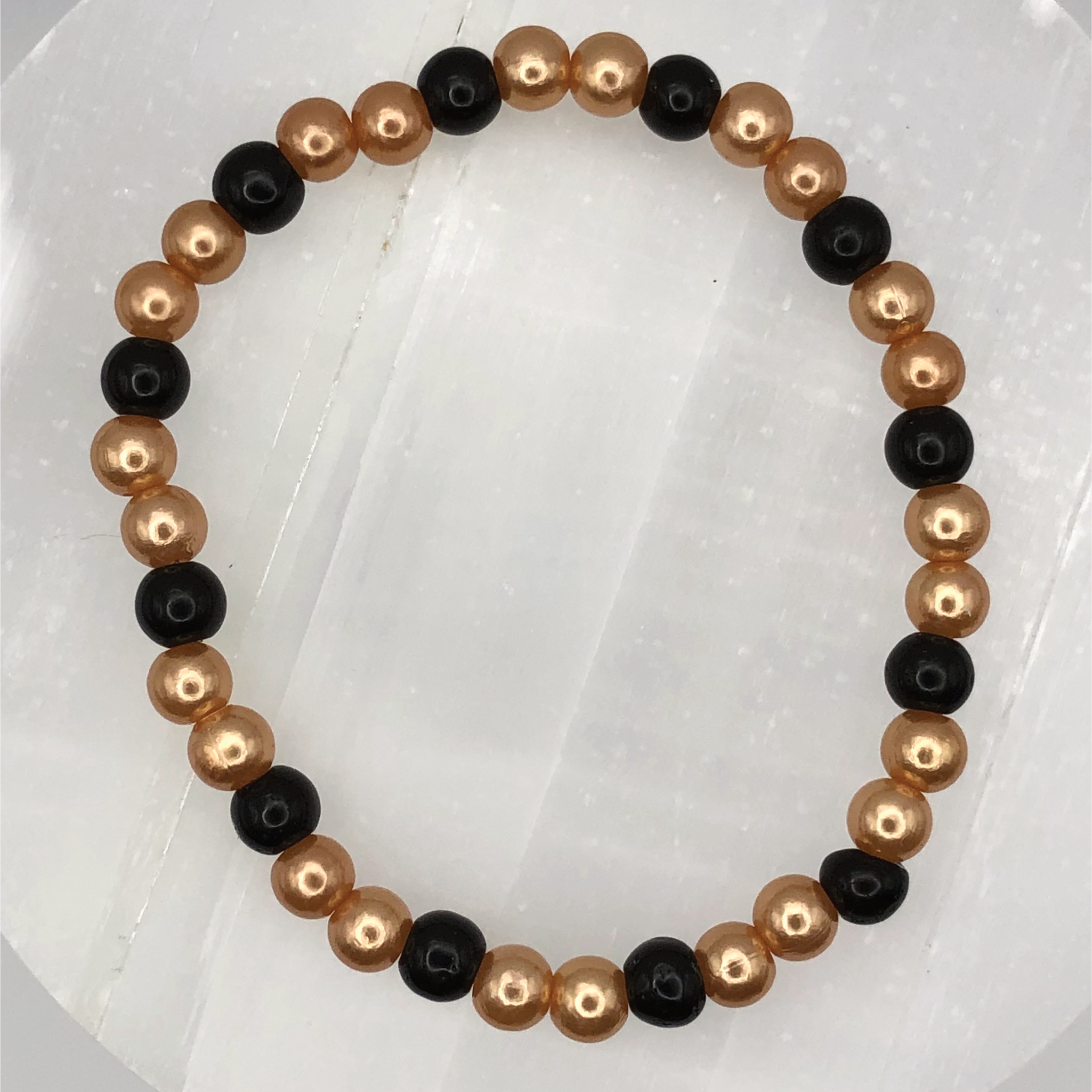Black Glass Golden Bracelet