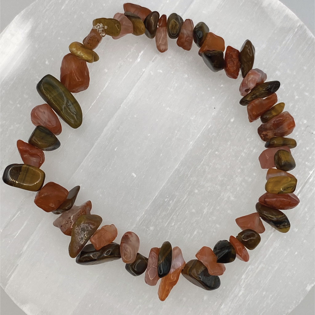 Chipped Tiger's Eye Carnelian Agate Bracelet