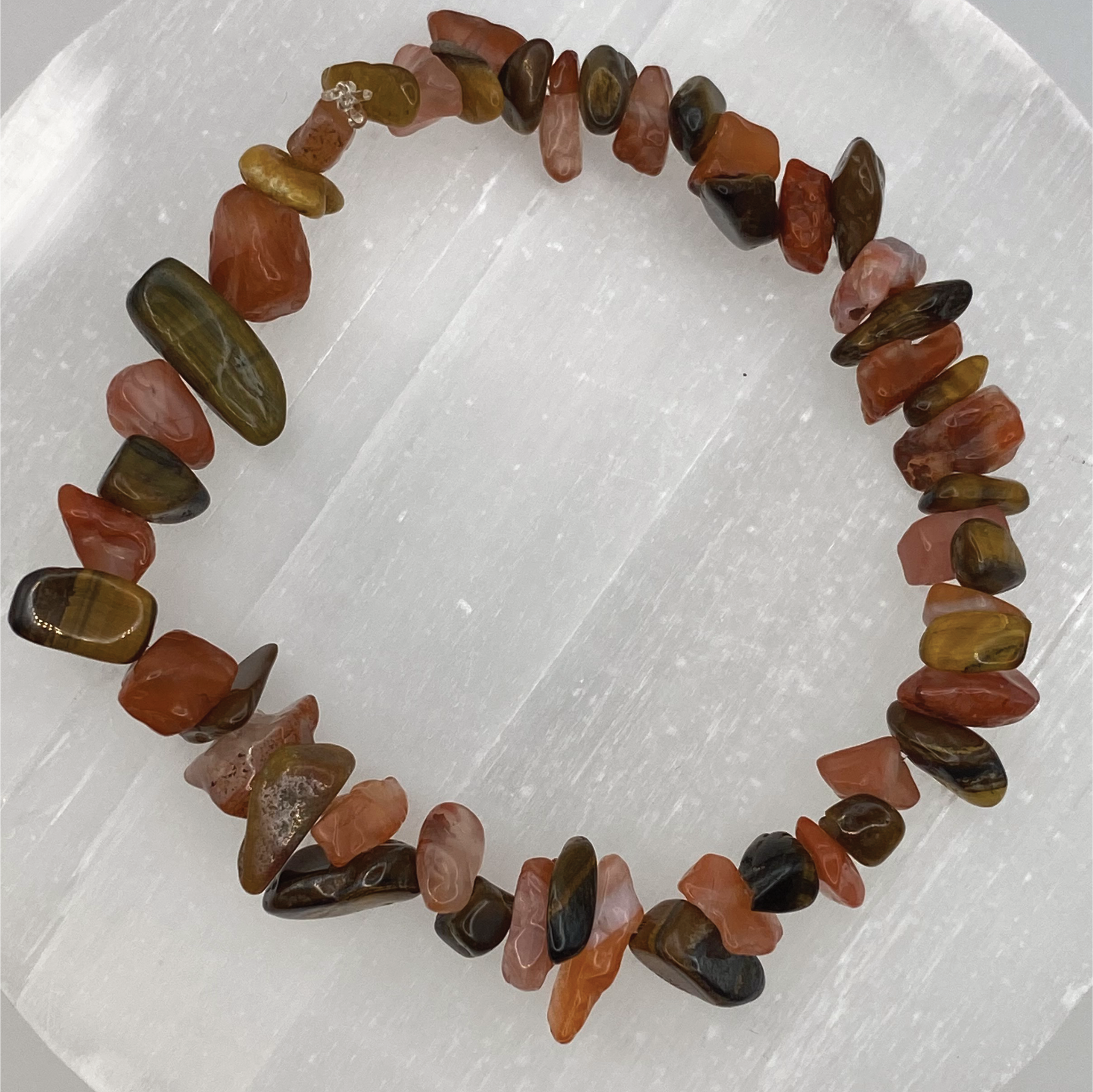 Chipped Tiger's Eye Carnelian Agate Bracelet