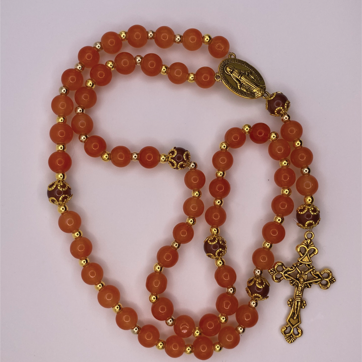Orange Full 5 Decade Gold Rosary