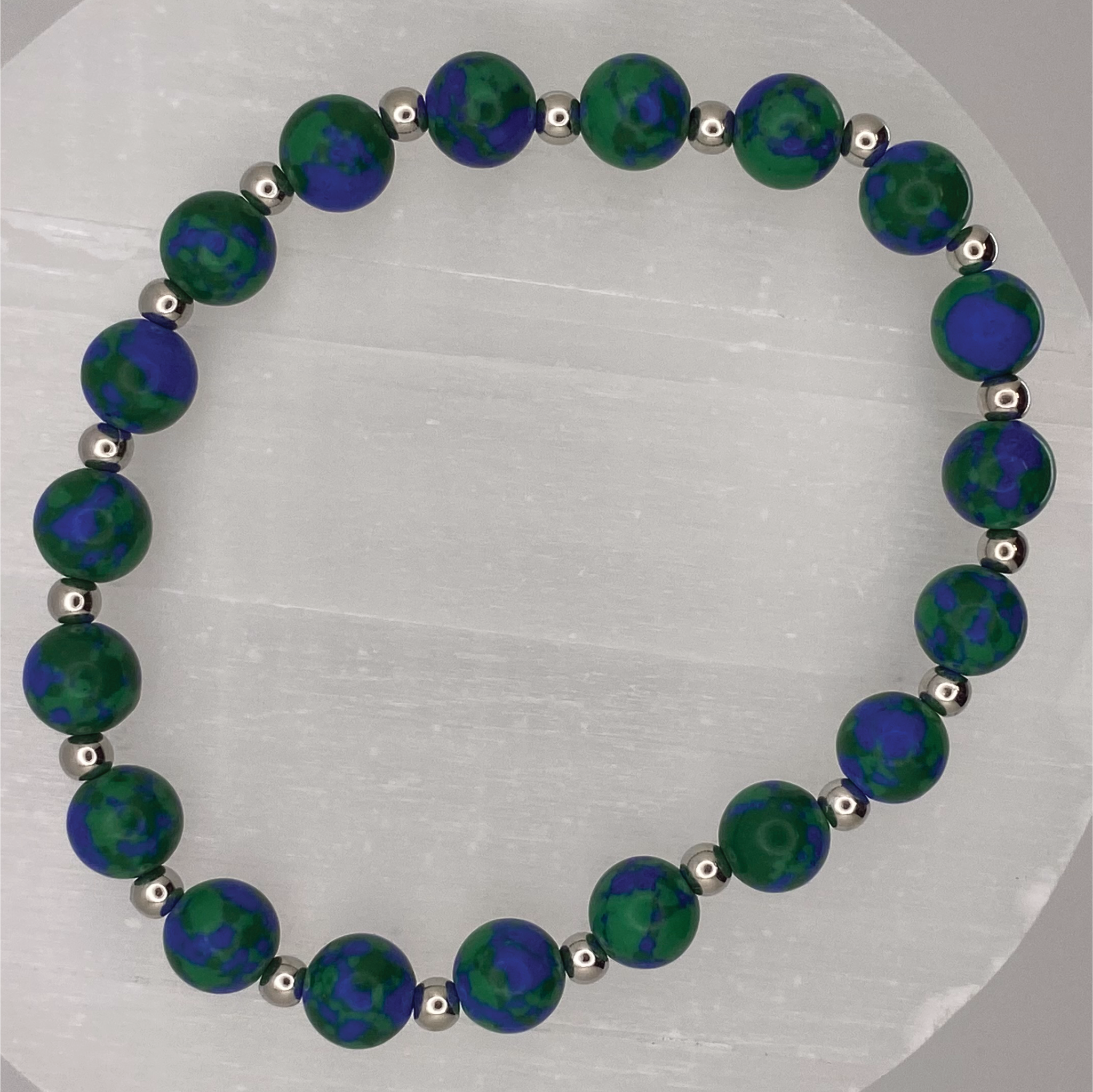 Pulsera de Azurita con Separadores de Plata