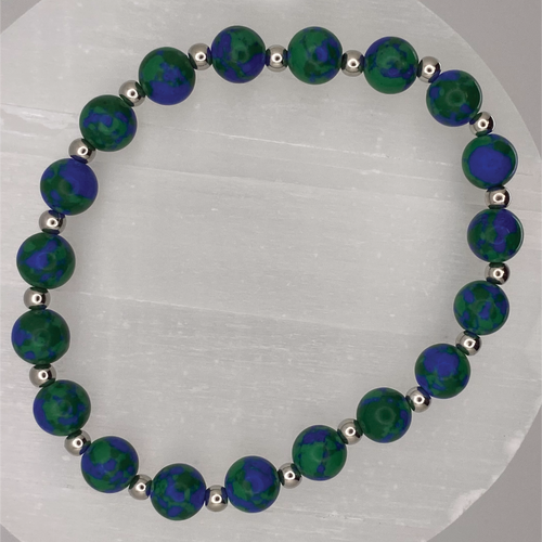 Azurite Bracelet with Silver Spacers