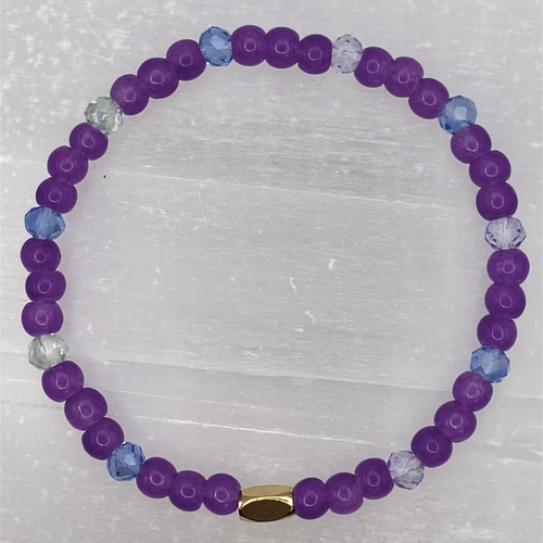 14 cm (5.5") Amethyst Blue Bracelet with Crystal and Gold Spacers