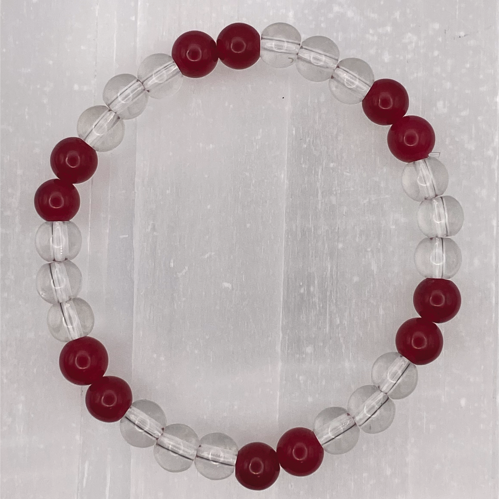 14.5 cm (5.7") Oriental Ruby Clear Quartz Bracelet
