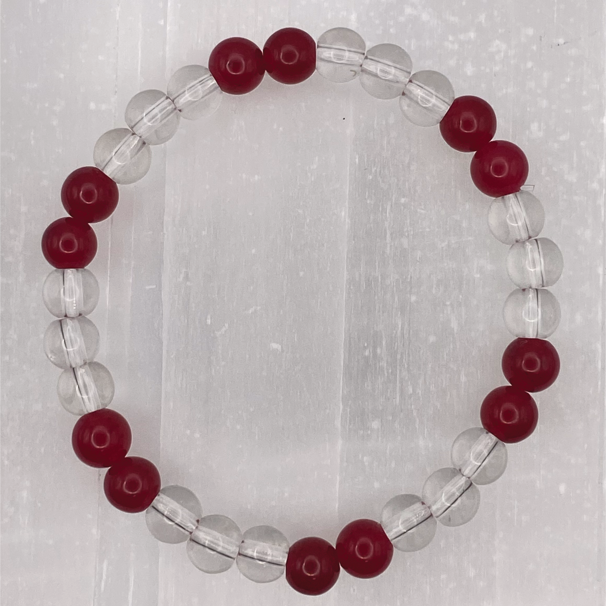 14.5 cm (5.7") Oriental Ruby Clear Quartz Bracelet